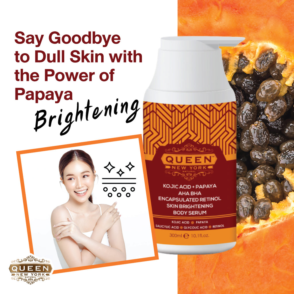 PACK OF 2 QUEEN PAPAYA PLUS | Kojic Acid+Papaya AHA BHA Plus Encapsulated RETINOL Multi-Bright Body Serum fast-absorbing texture by QUEEN NATURAL NEW YORK