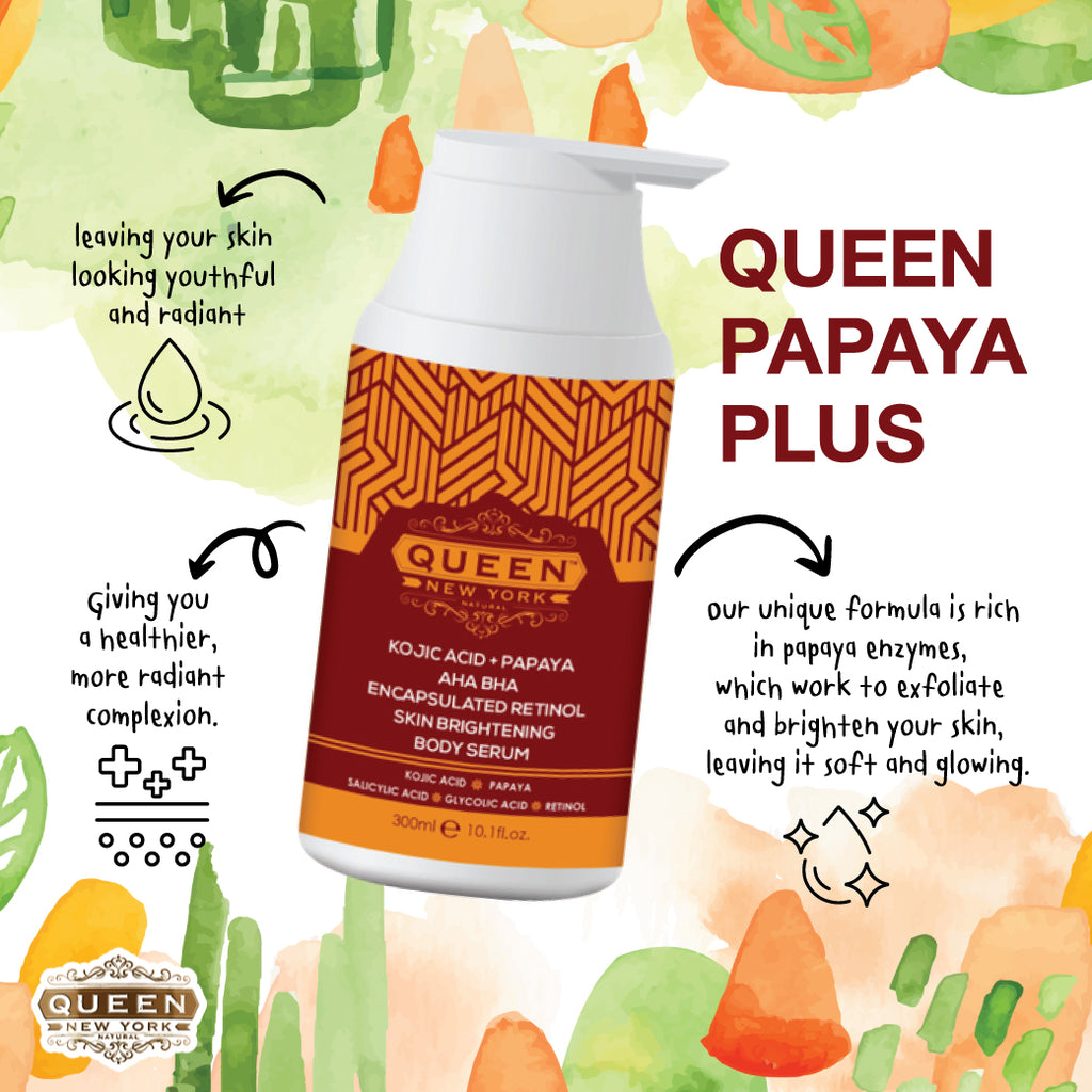 PACK OF 2 QUEEN PAPAYA PLUS | Kojic Acid+Papaya AHA BHA Plus Encapsulated RETINOL Multi-Bright Body Serum fast-absorbing texture by QUEEN NATURAL NEW YORK