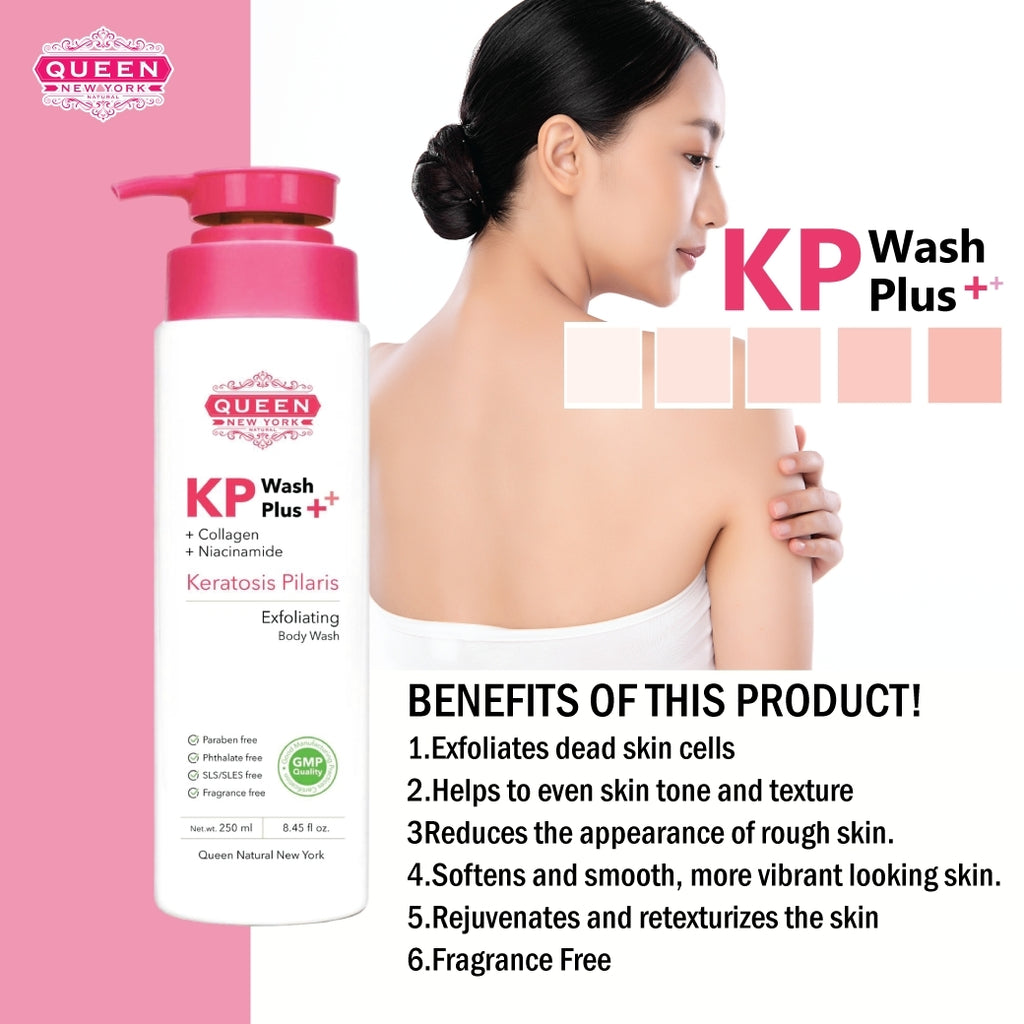 QUEEN KP Body Wash + QUEEN KP Body Lotion(Better Together)-Acne Keratosis Pilaris Exfoliating Plus Collagen Niacinamide(250ml/8.45fl.oz EACH) by QUEEN NATURAL NEW YORK